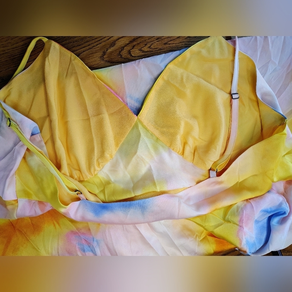 Diane Von Furstenberg intimate sleep dress Plus size XXL, tie dye print satin. - Picture 5 of 15